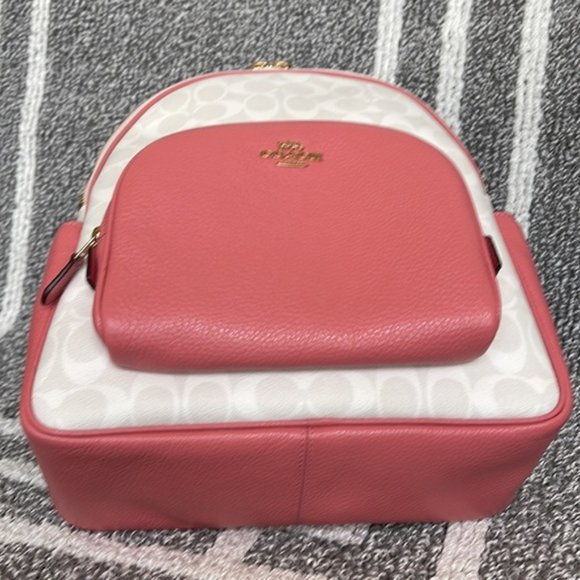 Coach 5671 Court Backpack In Signature Canvas Chalk / Taffy - Picture 7 of 16